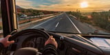 Fleet truck driver driving safely